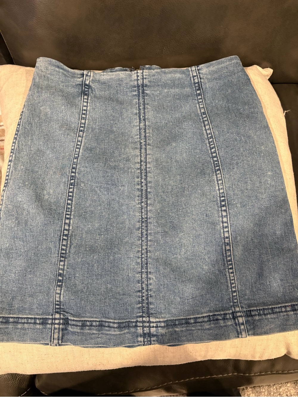 Free People Light Blue Paneled Denim Mini Skirt